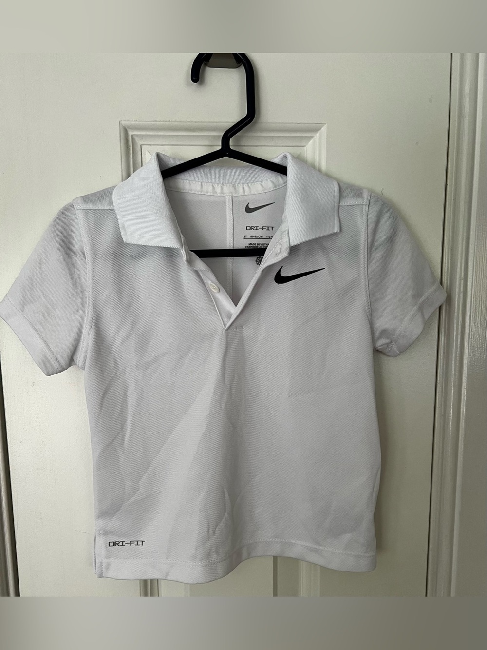 Nike White Dri-FIT Polo with Black Swoosh - Kids - Picture 2 of 7